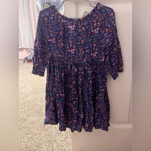Floral Kids Casual Dress - Blue